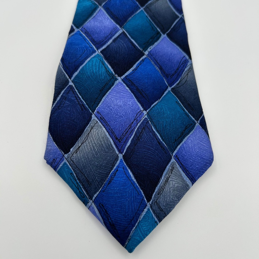 J. Garcia Tie Lady with Argyle Socks Mens OS Blue Silk Art Deco Psychedelic